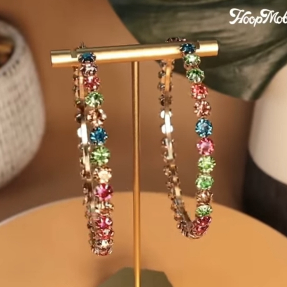 Rainbow studded hoops